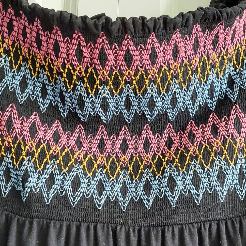 Torrid Off Shoulder Black Embroidered Skater Dress Plus Size 2 - Picture 3 of 9